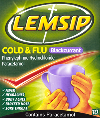 Picture of LEMSIP COLD & FLU BLACKCURRANT- 10 SACHETS