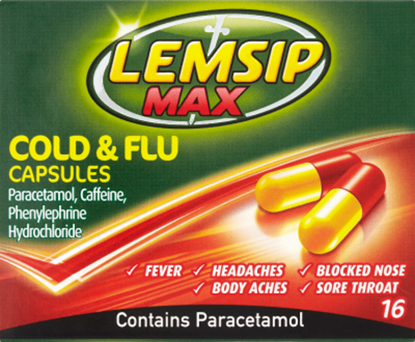 Picture of LEMSIP COLD & FLU MAX STRENGTH 16 CAPSULES