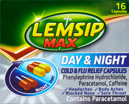 Picture of LEMSIP MAX COLD & FLU DAY & NIGHT 16 CAPSULES